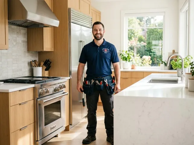 Appliance Repair Hero technician in a Artesia, CA kitchen after an appliance repair